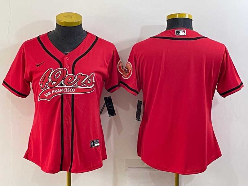 Womens San Francisco 49ers Blank Red With Patch Cool Base Stitched Baseball Jersey